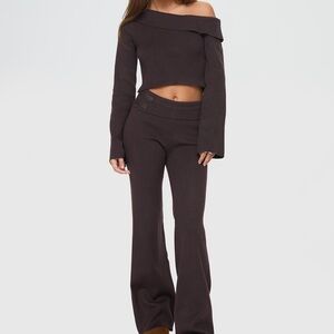 PRINCESS POLLY Try Me Knit Pants & Asymmetric Top Set
